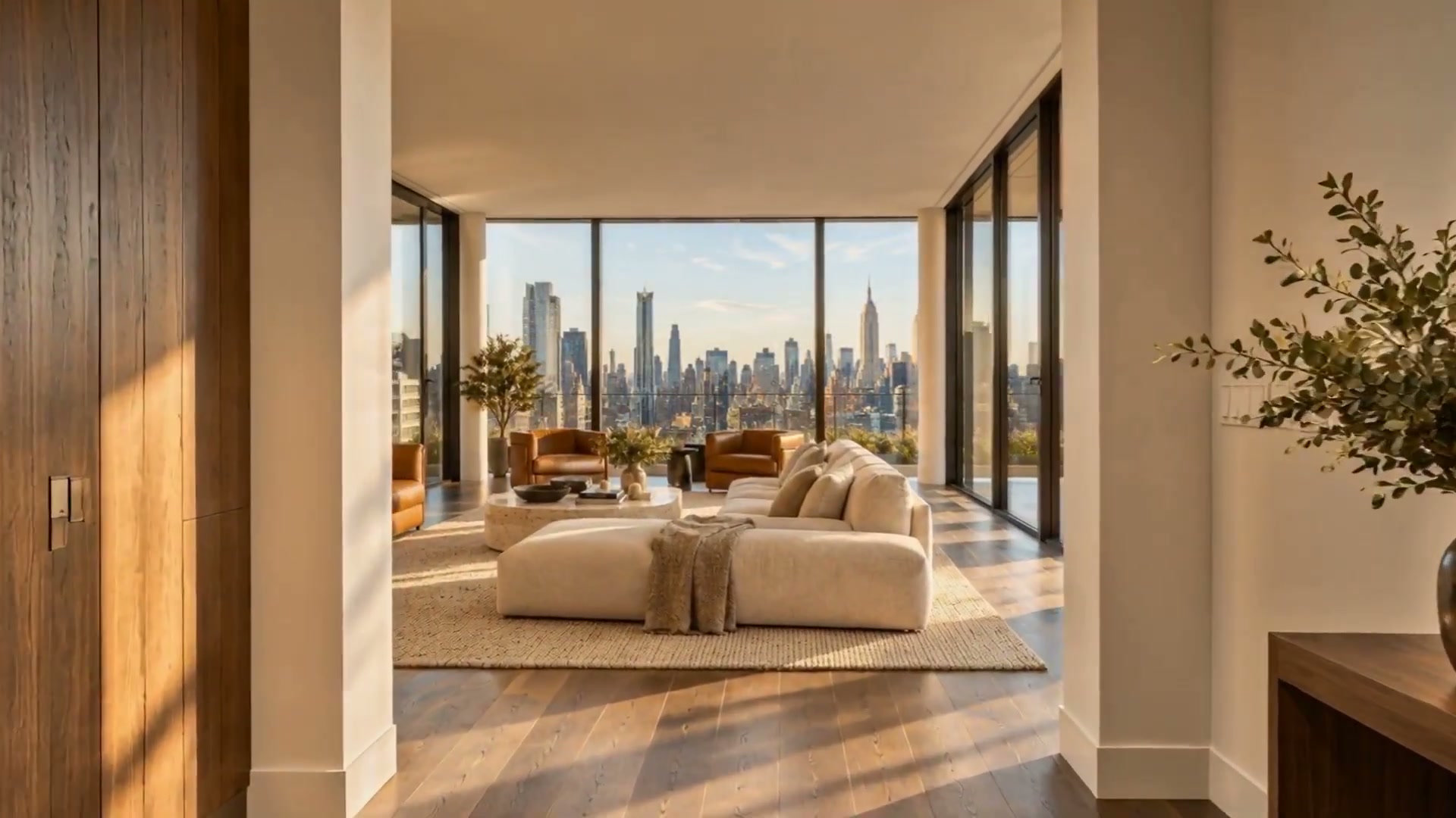 Penthouse living room overlooking the Manhattan skyline from the ImageMotion video
