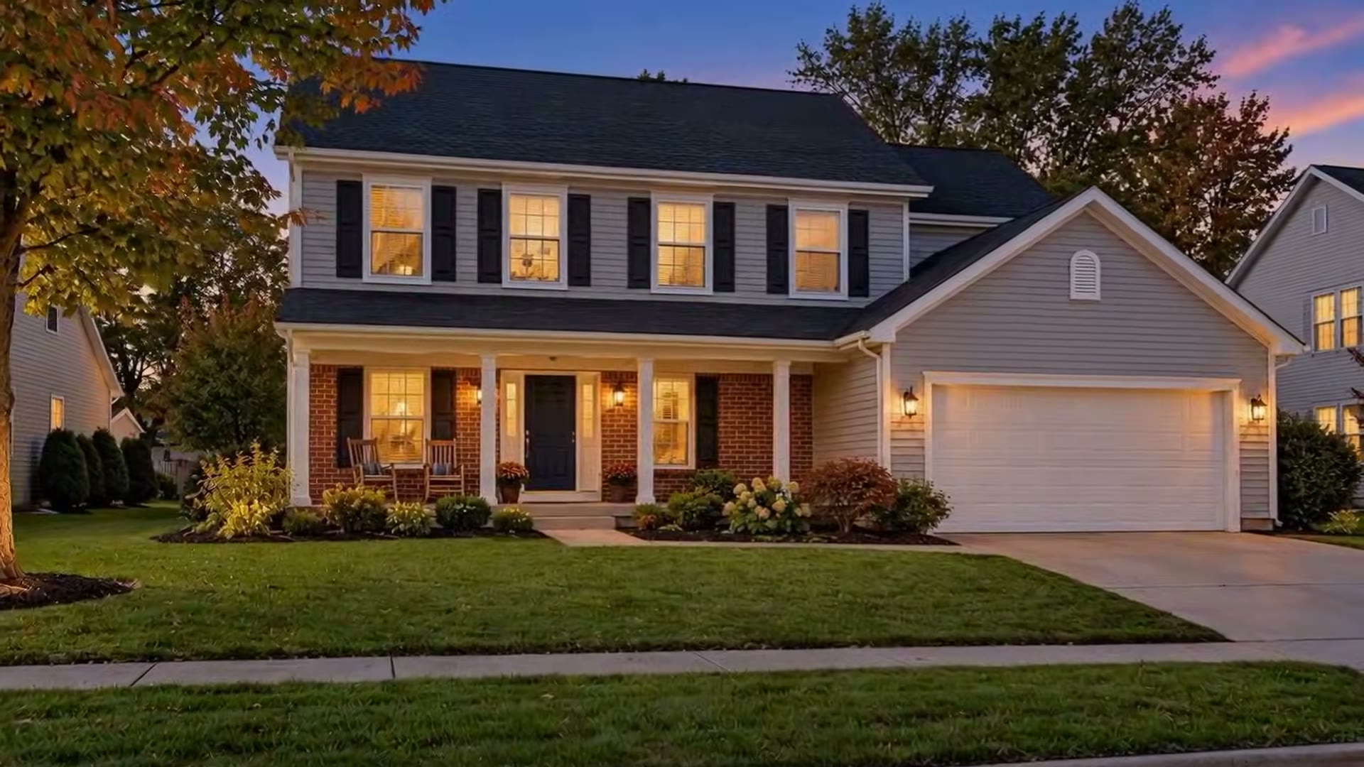 Suburban house at dusk from the ImageMotion American Dream Home tour